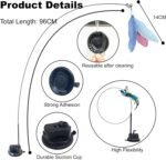 9 Pcs Interactive Cat Feather Toys, Cat Toys Wand, with Super Suction Cup, 2 PCS Cat Wand Toy and 6 PCS Feather Replacements with Bell, Kitten Toys for Indoor Play Chase Exercise (Natural) - Image 6
