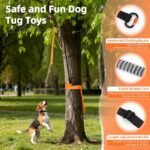 Outdoor Bungee Tug Toy, Dog Hanging Bungee Tug Toy with 3 Dog Chew Ropes,Interactive Retractable Play Cord Tether from Tree Outdoor for Small Medium Large Breeds Exercise and Play, Orange+Black - Image 3