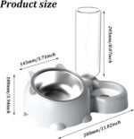 Cat Food and Water Bowl Set, Detachable Cat Bowl Automatic Water Dispenser with Water Bottle Pet Feeder for Cat or Dog (Gray) - Image 3