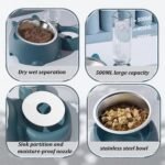 Cat Food and Water Bowl Set, Detachable Cat Bowl Automatic Water Dispenser with Water Bottle Pet Feeder for Cat or Dog (Gray) - Image 4