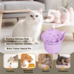Silicone Slow Feeder Cat Bowl, Elevated Slow Feeder Bowl Tilt Design, Anti-Slip Base Adjustable Angle, Ergonomic Neck Relief for Dry and Wet Food (Purple) - Image 4