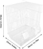 Metal Bird Cage for Parrots and Finches, White Iron Wire Pet Bird Carrier Cage with Portable Handle, - Image 3