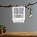 Metal Bird Cage for Parrots and Finches, White Iron Wire Pet Bird Carrier Cage with Portable Handle, - Image 5