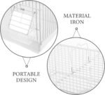 Metal Bird Cage for Parrots and Finches, White Iron Wire Pet Bird Carrier Cage with Portable Handle, - Image 7
