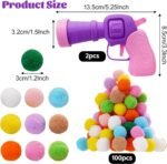 100Pcs Cat Pom Pom Balls with 2Pcs Cat Toy Launchers, Cat Toys Balls Launcher Launch Ball Interactive Toy Silent Plush Elastic Ball for Kitty - Image 3