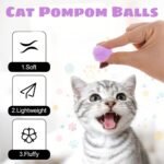 100Pcs Cat Pom Pom Balls with 2Pcs Cat Toy Launchers, Cat Toys Balls Launcher Launch Ball Interactive Toy Silent Plush Elastic Ball for Kitty - Image 7