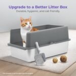 iPrimio XL Stainless Steel Cat Litter Box Enclosure, 23"x15"x6" - Open Pan Cover for Privacy - Side Entry, No Clamps or Fasteners, Easy Scoop - Compatible with iPrimio Stainless Steel Litter Pans - Image 3