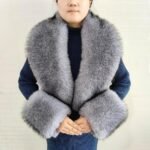 Eosxrp Faux Fur Collar Cuffs Set Warm Fake Fur Scarf Winter Women Fluffy Large Shawl Furry Scarves - Image 3