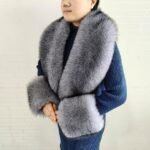 Eosxrp Faux Fur Collar Cuffs Set Warm Fake Fur Scarf Winter Women Fluffy Large Shawl Furry Scarves - Image 4