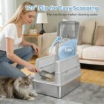 PAWZ Road XL Stainless Steel Cat Litter Box with Lid, Enclosed Front & Top Entry, High Sided Anti-Leakage, Non-Stick Easy Clean Metal Litter Pan, Scoop Included, Grey - Image 7