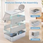 PAWZ Road XL Stainless Steel Cat Litter Box with Lid, Enclosed Front & Top Entry, High Sided Anti-Leakage, Non-Stick Easy Clean Metal Litter Pan, Scoop Included, Grey - Image 9