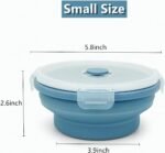 3piece Collapsible Bowl with Lids, Microwave Silicone Meal Prep Lunch Containers, Ideal Food Bowls for Snacks, Fruits, Oatmeal, Camping Travel, Round, Blue - Image 3