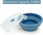 3piece Collapsible Bowl with Lids, Microwave Silicone Meal Prep Lunch Containers, Ideal Food Bowls for Snacks, Fruits, Oatmeal, Camping Travel, Round, Blue - Image 4
