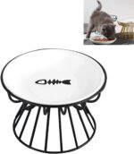 1PCS Elevated Cat Food Bowl, Whisker-Friendly Anti-Vomit Cat Plate, Cats Bowl-Raised Pet Feeder Bowl Stand,Ceramic Elevated Kitten Bowl for Indoor Cats, Kitten, Puppies，Dishwasher Safe - Image 2