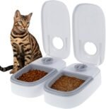 2 Meal Automatic Pet Feeder, 48H Timer Dry and Wet Food Dispenser for Cats, Nonslip Automatic Dog and Cat Feeder, Battery Powered Wet Dry Cat Food Dispenser for Pets Dogs - Image 2