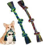 2 Pack Dog Rope Toys, Dog Chew Toy for Medium and Small Dogs, 3 Knots Color Heavy Duty Puppy Rope Toy, 100% Cotton Tug of War Dog Toys for Boredom, Teeth Cleaning - Image 2