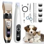 2 in 1 Dog Grooming Kit, Low Noise Rechargeable Dog Clippers for Grooming, Cordless Pet Hair Clippers and Paw Trimmer, Pet Shavers for Small Dogs Cats Animals (Gold) - Image 2