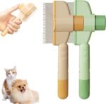 2PCS Pet Hair Removal Comb, Self-Cleaning Cat Brush with Release Button, Stainless Steel Teeth for Cats & Dogs, Flea Comb, Ergonomic Handle, Ideal for Shedding, Mats & Loose Fur - Image 2