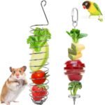 2PCS Rat Enrichment Foraging Toys, Stainless Steel Vegetable Skewer Foraging Hanging Feed Tool for Hamster Rodents Bird Parrots, Fancy Mice Cage Accessories Puzzle Toy Slow Feeder - Image 2