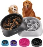 2Pcs Slow Feeder Dog Bowls Large Breed, Dog Slow Feeder Bowl, Dog Food Bowl Slow Feeder, Dog Bowl Slow Feeder, Dog Bowl That Slow Down Eating, Dog Puzzle Feeder, Slow Eating Dog Bowl Black&Grey - Image 2