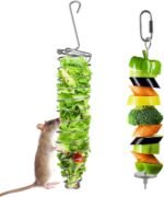 2pcs Rat Enrichment Toys, Zinc Alloy Rat Foraging Toy Chew-Proof Hanging Rodent Slow Feeder Food Basket Tool for Fruit & Vegetable Holder, Bunny, Birds, Mice Cage Accessories Puzzle Chew Toy - Image 2
