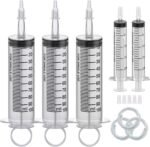 3 Pack 100ML Large Syringe and 2 Pack 20ML Plastic Syringes with Tube und Adapter, Sterile Individually Wrap Measurement and Dispensing Syringe Tools for Science Labs und Feeding Pets (3, 100ml) - Image 2