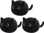 3 Pack Cat Plush Toy Set, Cute Black Cat Stuffed Animal Soft Mini Cat Keychain Gift for Kids Adults Birthday Valentines Christmas - Image 2