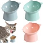 3 Pcs Elevated Cat Food Bowl with Tilted Design, Raised Cat Food Bowls, Cute Ear Shape, Small Cat Bowl for Dry Wet Food, Anti Vomiting and Reduces Neck Strain, Perfect for Cats & Small Pets - Image 2