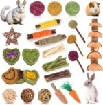 30PCS Rabbit Guinea Pig Hamster Toys, Chinchilla Bunny Chew Toys for Teeth Apple Wood Timothy Hay Bamboo Sticks, Carrot Treats Balls for Rabbit Bunny Chinchilla Guinea Pig Hamster Rat - Image 2