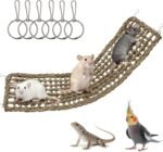 30x7inch Rat Climbing Toys for Cage, Chewable Natural Seagrass Mat with Metal Hooks, Soft Fall Breakers for Rats, Rat Ladder Bridge Toy with Mild Grassy Scent, Rodent Hammock Cage Accessories - Image 2