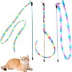3PCS Interactive Cat Rainbow Wand Toys, KABASI Colorful Cats String Toy Teaser Wand Sturdy Pole with Spring Balls for Kitten Cat Having Fun Exerciser Playing Indoor and Outdoor - Image 2