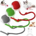 3pcs Interactive Cat Toys for Indoor Cats,with A Tail Interactive Cat Toy Ball Rolls, Spins & Wiggles for Fun, Exercise & Mental Enrichment,for Bored Indoor Adult Cats and Dog（Red Gray Green） - Image 2