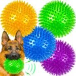 4-Pack Large Squeaky Dog Balls, 4.5" Rubber Spiky Dog Balls for Large Medium Aggressive Chewers Teeth Cleaning, Chew Toy for Training & Boredom Buster - Image 2