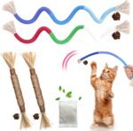 4 Pcs Cat & Kitten Chew Toy, Cat Toys Ropes and Silvervine Chew Sticks with Refillable Natural Catnip Bag for Teeth Cleaning, Safe Interactive Toys for Indoor Cats - Image 2