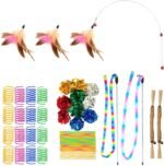 44 Pcs Cat Toys for Indoor Cats with Cat Wand Toys Feather Toys Crinkle Balls Springs & Silvervine Sticks Interactive Variety Set for Cats (Medium, Cat Toys) - Image 2