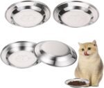 4PCS Stainless Steel Cat Bowl, Cat Food Bowls Whisker Friendly, Cat Food Dishes, 16cm Wide Shallow Kitten Bowls for Indoor Cats, Metal Cat Plates for Puppy, Small Dogs, Rabbits - Image 2