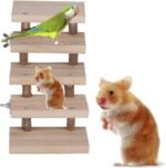 5 Layers Wood Small Animal Ladder, Pets Chewing Toys Climbing Stairs Pet Toys for Mouse, Chinchilla, Rat, Gerbil, Dwarf Hamster, Parrot - Image 2