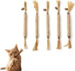 5 Pack Natural Silvervine Sticks for Cats, Cat Chew Toys for Teeth Cleaning & Dental Care - Calms Anxiety, Stress Relief for Indoor Cats, Catnip-Infused Interactive Playtime Dental Sticks - Image 2