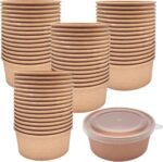 50 Pack Kraft Paper Bowls with Clear Lid, 25OZ Paper Salad Serving Bowls, Microwave Freezer Safe Meal Prep to Go Food Containers for BBQ, Gatherings and Parties - Image 2