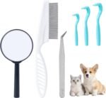 6 Pcs Tick Remover Tool Kit Painlessly Tick Removal Hooks（S M L）＆ Stainless Steel Tweezers ＆ Anti-Flea Lice Comb ＆ Magnifying Glass for Dogs Cats and Humans Lyme Prevention - Image 2