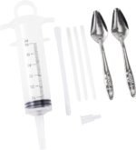 60ML Baby Bird Parrot Feeding Tubes, Liquid Medicine Feeder Push-Tube Pet Cat Dog Feeder with 2 Pcs Stainless Steel Metal Feeding Spoon - Image 2