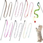 7 Pack Cat Wand Toy, Interactive Cat Rainbow Wand Toys, Interactive Cat Teaser Wand String, Colorful Ribbon Charmer for Kitten Cat Exerciser Playing - Image 2