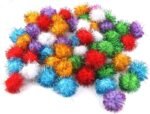 70pcs 3.5cm Glitzy Tinsel Sprayed Pompoms Balls Cat Toys - Image 2