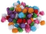 70pcs 3.5cm Glitzy Tinsel Sprayed Pompoms Balls Cat Toys Premium Quality Attractive Design - Image 2
