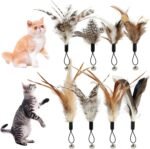 8 Pcs Interactive Cat Feather Teaser Toys with Bells Feather Replacement Kits & Wand Attachments for Indoor Entertainment,Encourages Feline Exercise,Kitten Hunting Play-Durable Play Accessories - Image 2