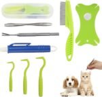 8 in 1 Pet Tick Removal Tool Set with Storage Box – Tick Tweezers, Flea Comb, Magnifying Glass for Dogs, Cats & Pets – Professional Tick & Flea Pest Control Kit - Image 2