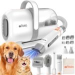 Afloia Dog Grooming Kit, Pet Grooming Vacuum & Dog Clippers Nail Trimmer Grinder & Dogs Brush for Shedding with 6 Pets Groom Tools, Low Noise Dogs Hair Remover Pets Supplies (White) - Image 2