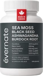 All-in-One Sea Moss 1000 mg with Black Seed Oil, Ashwagandha, Burdock Root & Turmeric (Per Serving: 2 Capsules) – Daily Wellness Supplement for Energy, Balance & Overall Vitality – Made in Canada - Image 2