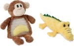 Amazon Basics Monkey and Alligator Interactive Dog Squeak Plush Toys, 2 Pack, Ideal for Puppies, Small and Medium Dogs - Image 2