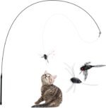 Andiker Cat Wand Toy, Flexible Long Cat Stick & 2 Pack Realistic Animal Shapes Cat Wand Replacement with Bells Interactive Cat Toys for Indoor Cats Chasing Scratching Chewing (Spider+Dragonfly) - Image 2
